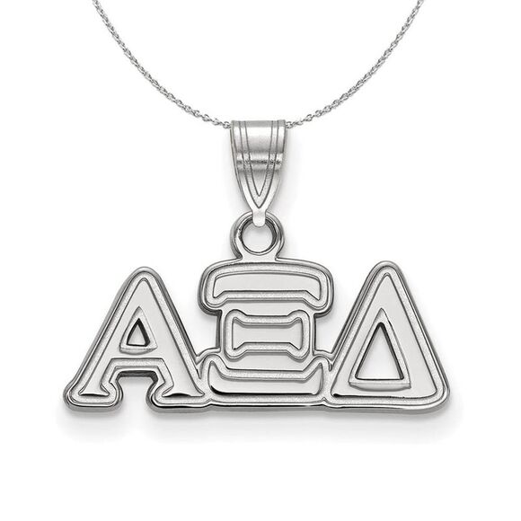 Sterling Silver Alpha Xi Delta Small Greek Necklace - 24 Inch - Picture 1 of 8